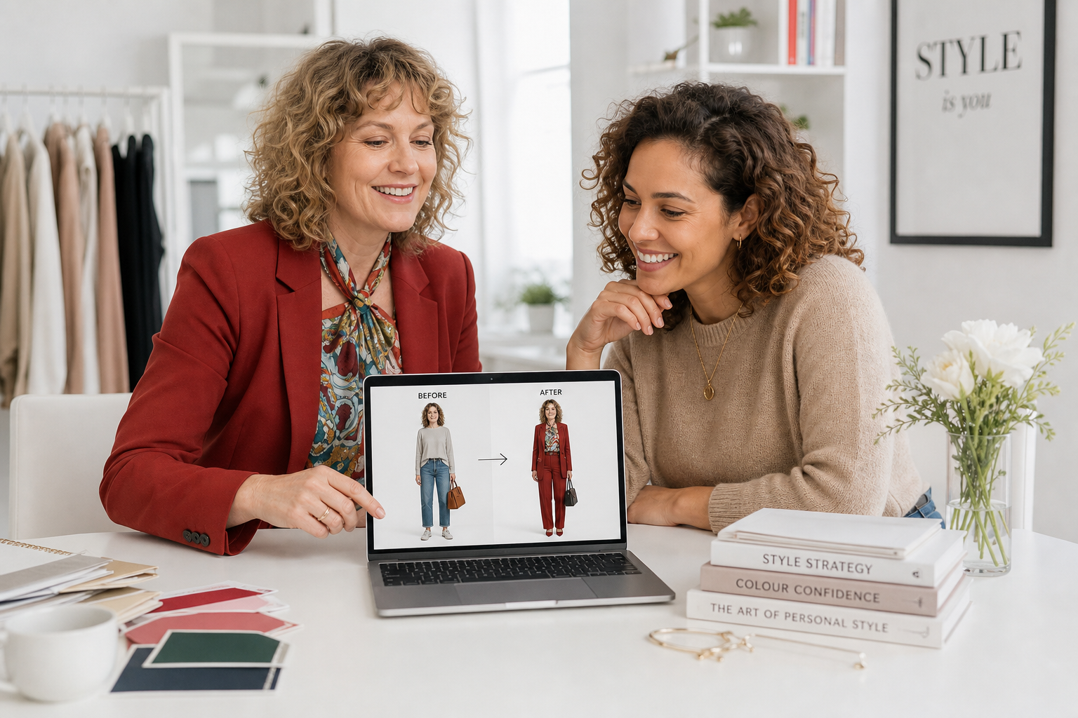 Session découverte Siluana : conseillère en image et cliente devant l'avatar personnalisé en temps réel